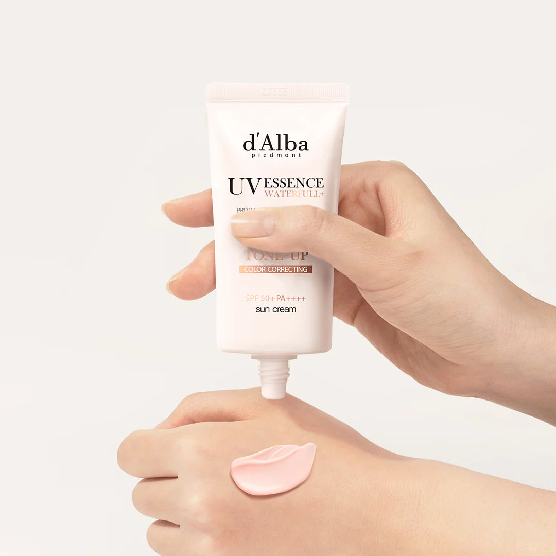D'ALBA UV Essence Waterfull+ Tone-Up #PINK Sun Cream 50ml, SPF 50+ PA++++ Vegan