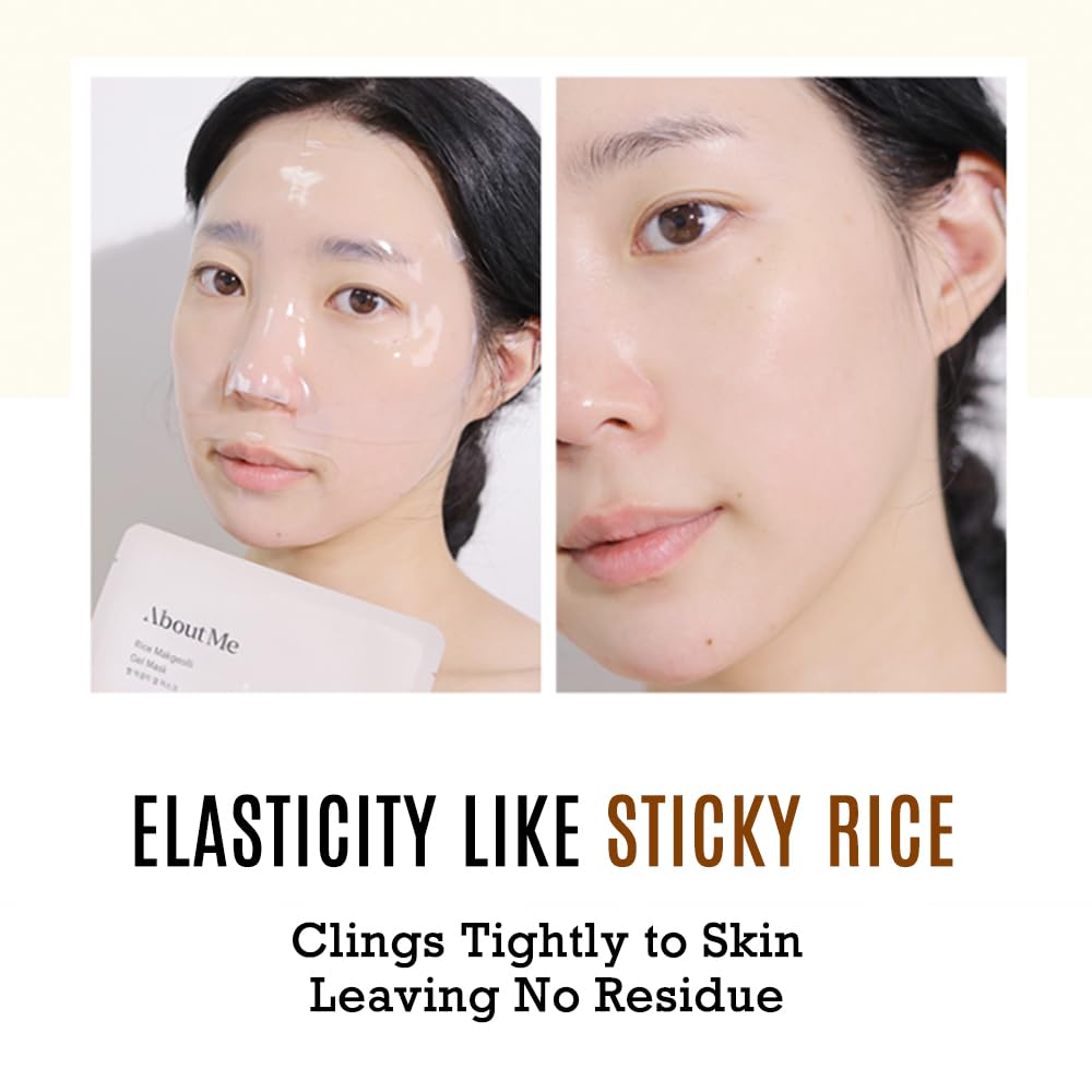 Rice Makgeolli Gel Mask - Hydrating Face Mask with Fermented Rice Wine for Smooth, Bright Skin, Vegan (5 Sheets)