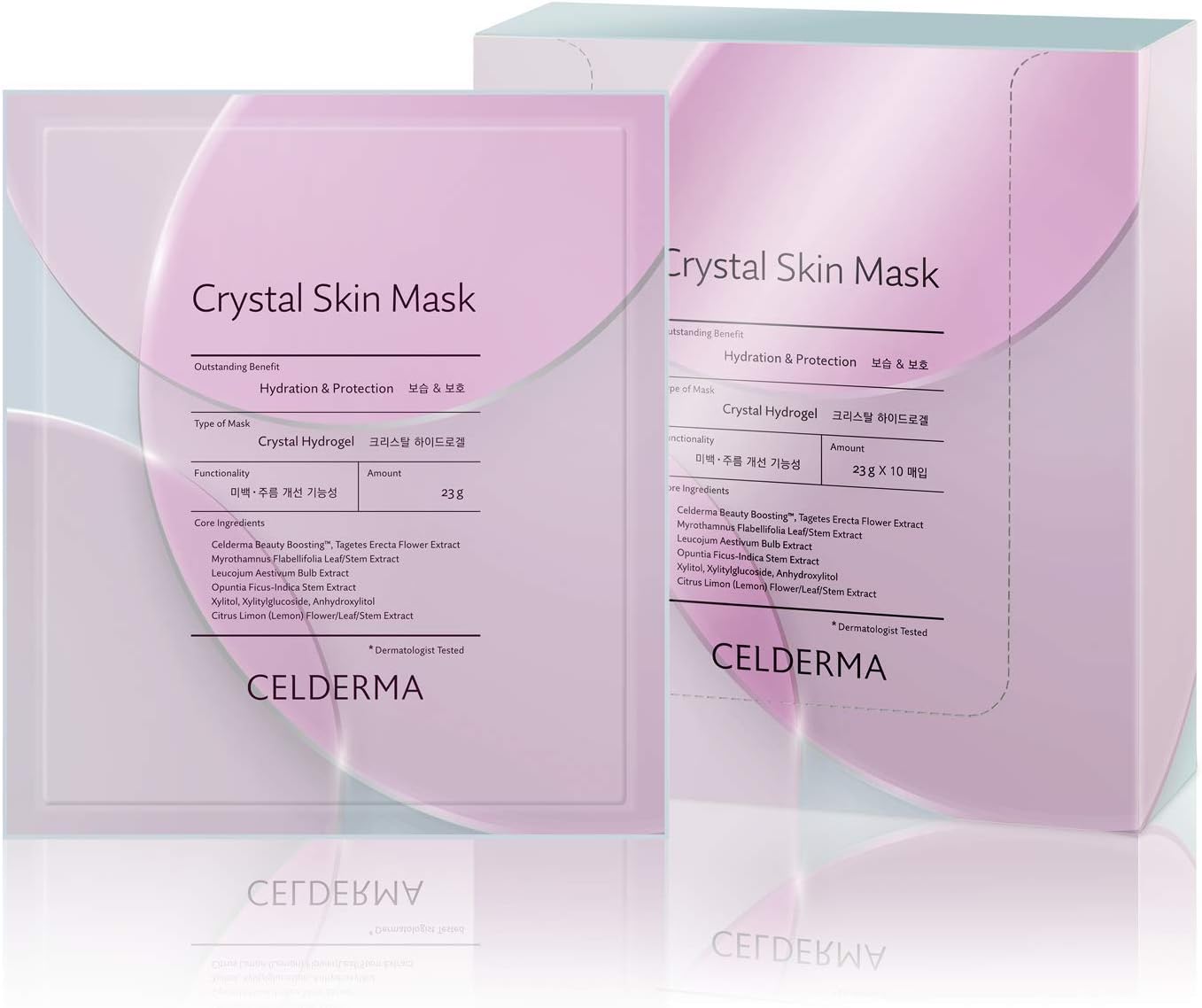 CELDERMA Crystal Skin Mask [10pcs] Korean Hydrogel Collagen Mask Pack