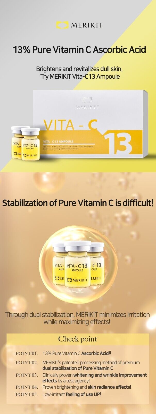 MERIKIT VITA-C 13 Ampoule Pure Vitamin C set (5g x 10 each )