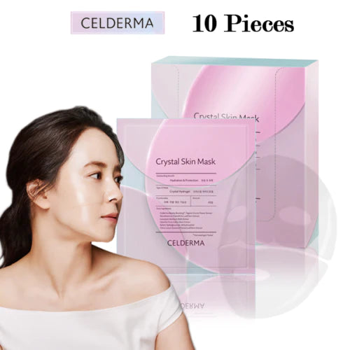 CELDERMA Crystal Skin Mask [10pcs] Korean Hydrogel Collagen Mask Pack