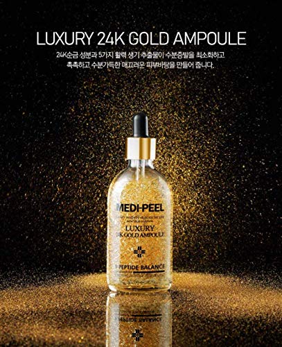 MEDI-PEEL Pure Gold 24K Ampoule 3.38 fl.oz / 100ml | 99.9% 24K Pure Gold All in One Ampoule, 5 Revitalizing Extracts To Minimize Moisture Loss, Brightens | Korean Skincare, For All Skin Types